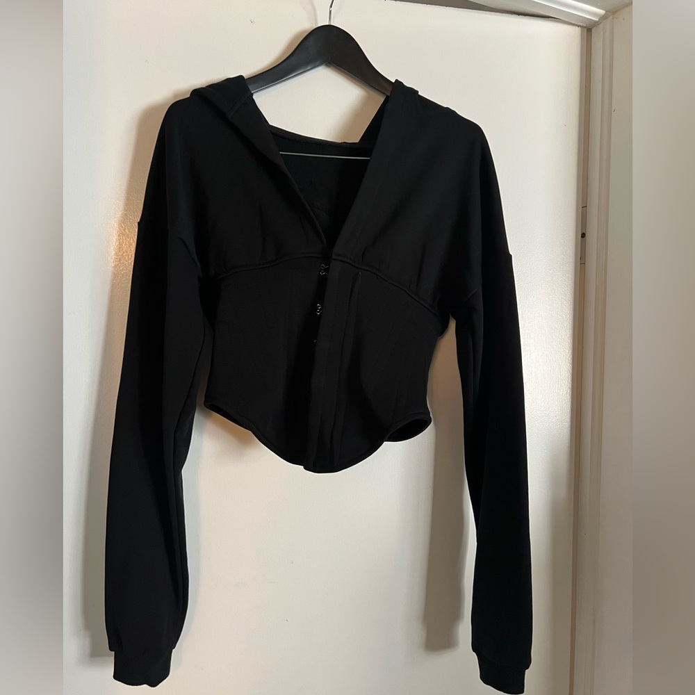 NWOT LIT Athlesure Hooded Hook Button Corset Jacket